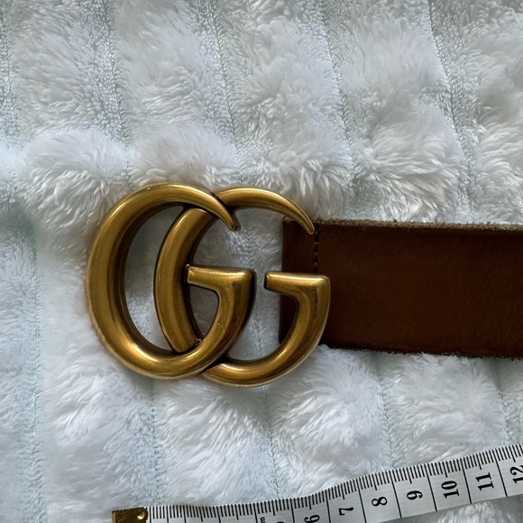 Gucci Brown Leather Belt with Gold Double G Buckle - Picture 3 of 12